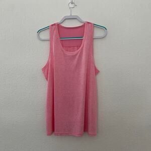Unbranded Heather Pink Tank Scoop Neck Racer Back Mesh Detail Women's XL‎ NWOT